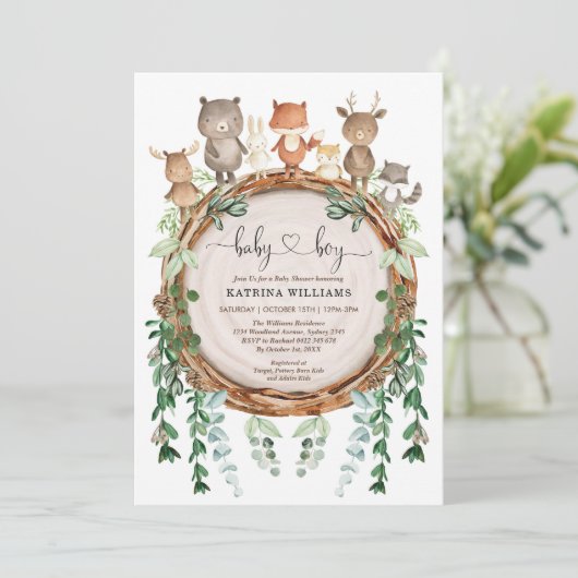 Bosbouwland, Baby shower groen Kaart (Staand voorkant)