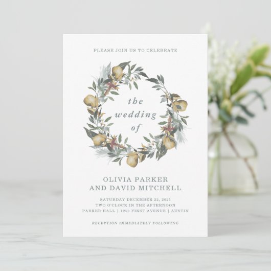 bosbouwoogst | Winter bruiloft uitnodiging (Staand voorkant)