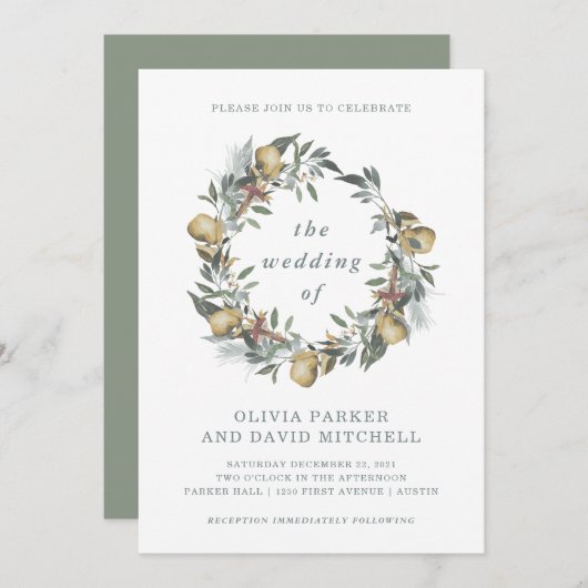 bosbouwoogst | Winter bruiloft uitnodiging (Voorkant / Achterkant)