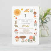 Bosbouwpaddenstoel 1-Birthday-uitnodiging Kaart (Staand voorkant)