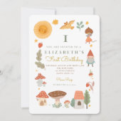 Bosbouwpaddenstoel 1-Birthday-uitnodiging Kaart (Voorkant)