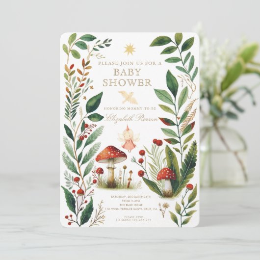 Bosbouwpaddenstoel Baby shower Kaart (Staand voorkant)