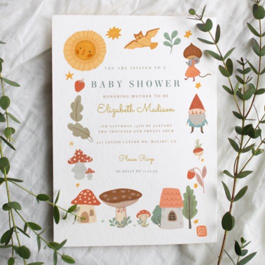 Bosbouwpaddenstoel Baby shower Kaart