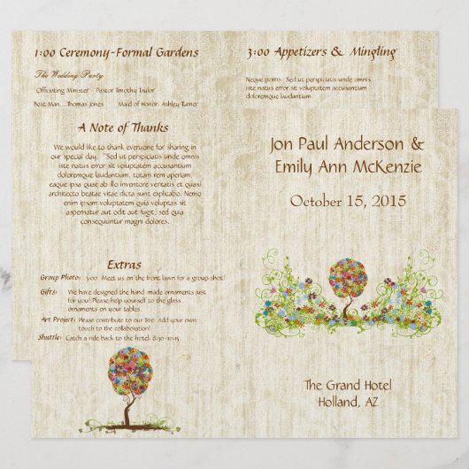 Bosbouwpatchwork Floral Fairy Tale Tree (Voorkant / Achterkant)