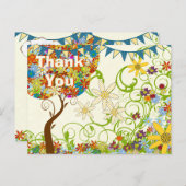 Bosbouwpatchwork Floral Fairy Tale Tree Aankondigingskaart (Voorkant / Achterkant)