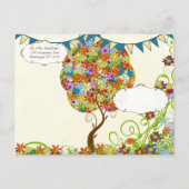 Bosbouwpatchwork Floral Fairy Tale Tree Aankondigingskaart (Achterkant)