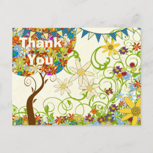 Bosbouwpatchwork Floral Fairy Tale Tree Aankondigingskaart