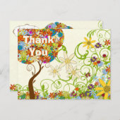 Bosbouwpatchwork Floral Fairy Tale Tree Aankondigingskaart (Voorkant / Achterkant)