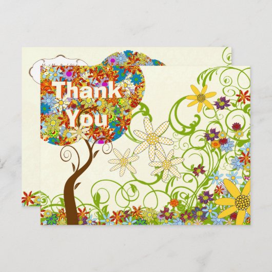 Bosbouwpatchwork Floral Fairy Tale Tree Aankondigingskaart (Voorkant / Achterkant)