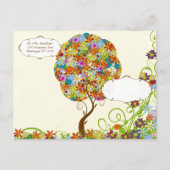 Bosbouwpatchwork Floral Fairy Tale Tree Aankondigingskaart (Achterkant)