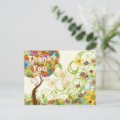 Bosbouwpatchwork Floral Fairy Tale Tree Aankondigingskaart (Staand voorkant)