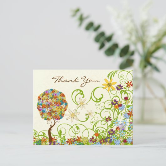 Bosbouwpatchwork Floral Fairy Tale Tree Briefkaart (Staand voorkant)