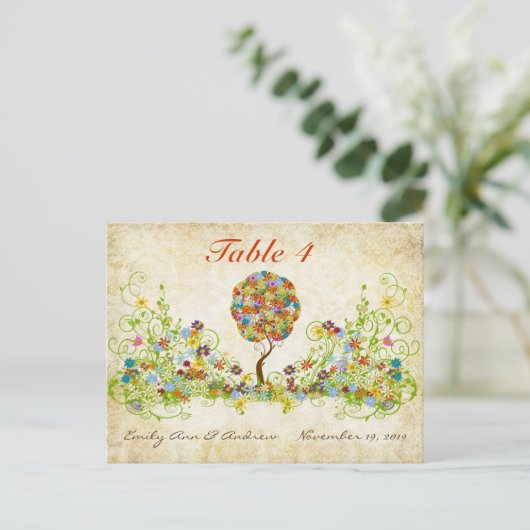 Bosbouwpatchwork Floral Fairy Tale Tree Briefkaart (Staand voorkant)
