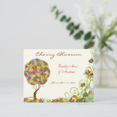 Bosbouwpatchwork Floral Fairy Tale Tree Briefkaart (Staand voorkant)