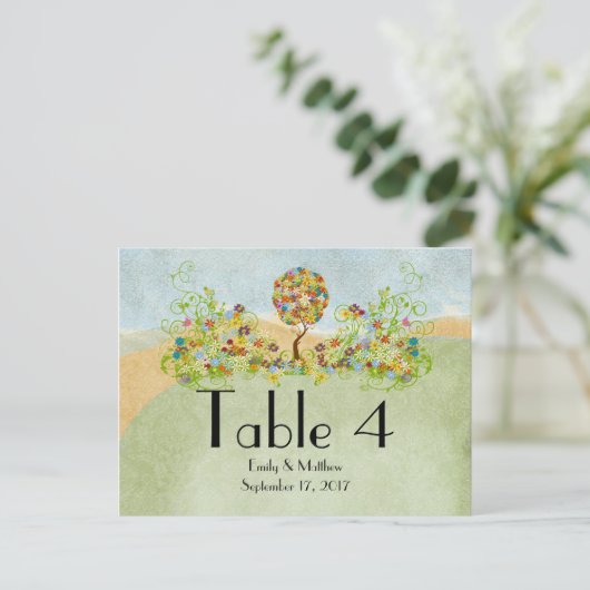 Bosbouwpatchwork Floral Fairy Tale Tree Briefkaart (Staand voorkant)