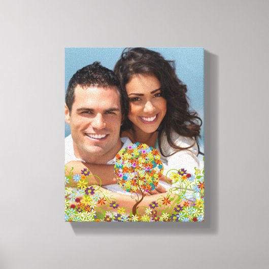 Bosbouwpatchwork Floral Fairy Tale Tree Canvas Afdruk (Voorkant)