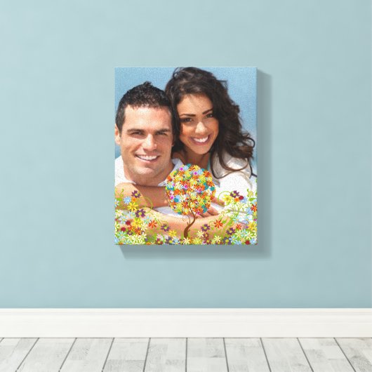 Bosbouwpatchwork Floral Fairy Tale Tree Canvas Afdruk (Insitu (Houten vloer))