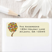 Bosbouwpatchwork Floral Fairy Tale Tree Etiket (Insitu)