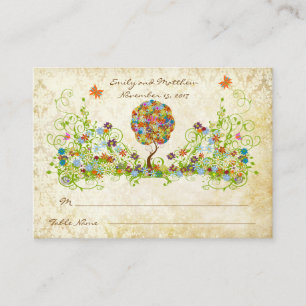 Bosbouwpatchwork Floral Fairy Tale Tree Informatiekaartje