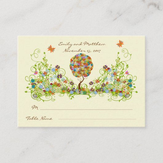 Bosbouwpatchwork Floral Fairy Tale Tree Informatiekaartje (Voorkant)