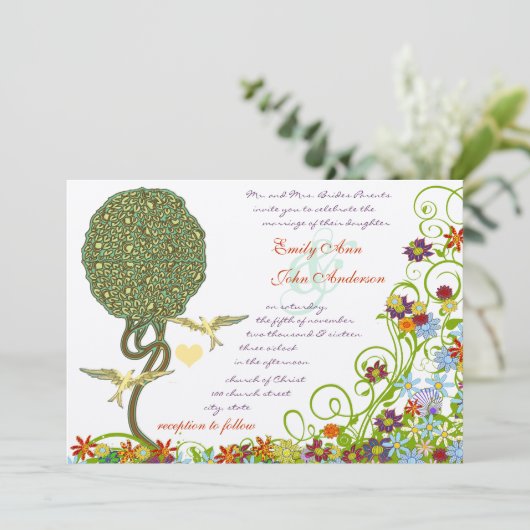 Bosbouwpatchwork Floral Fairy Tale Tree Kaart (Staand voorkant)