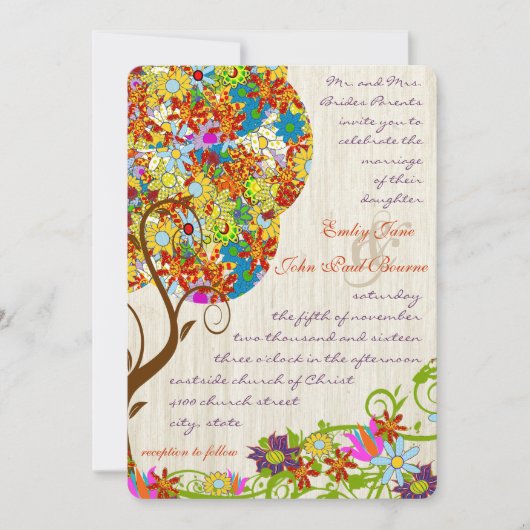 Bosbouwpatchwork Floral Fairy Tale Tree Kaart (Voorkant)