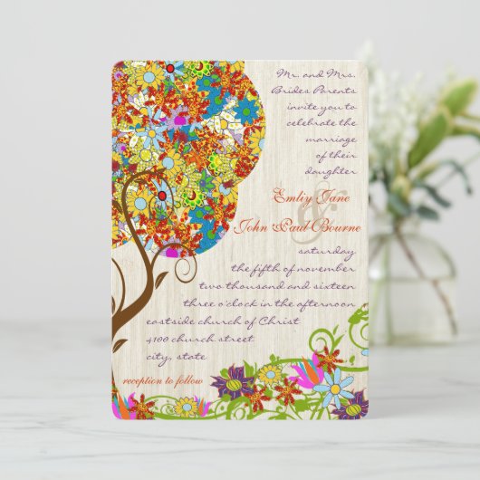 Bosbouwpatchwork Floral Fairy Tale Tree Kaart (Staand voorkant)