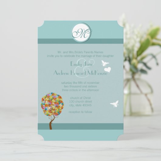 Bosbouwpatchwork Floral Fairy Tale Tree Kaart (Staand voorkant)