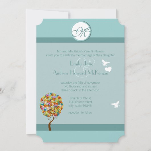 Bosbouwpatchwork Floral Fairy Tale Tree Kaart (Voorkant)