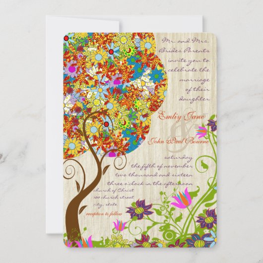 Bosbouwpatchwork Floral Fairy Tale Tree Kaart (Voorkant)