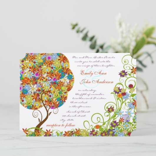 Bosbouwpatchwork Floral Fairy Tale Tree Kaart (Staand voorkant)