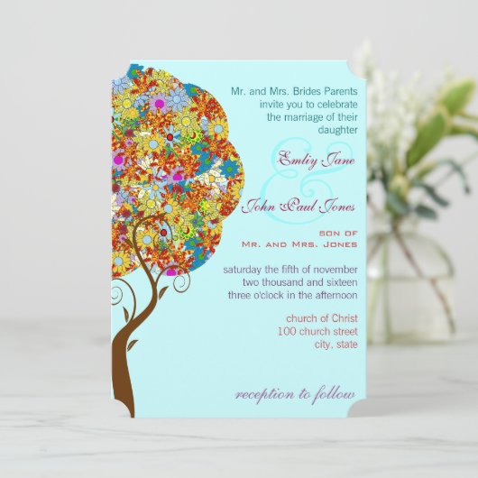 Bosbouwpatchwork Floral Fairy Tale Tree Kaart (Staand voorkant)