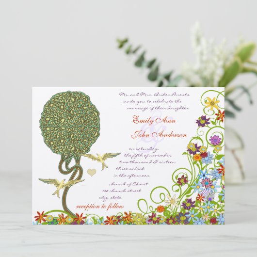 Bosbouwpatchwork Floral Fairy Tale Tree Kaart (Staand voorkant)