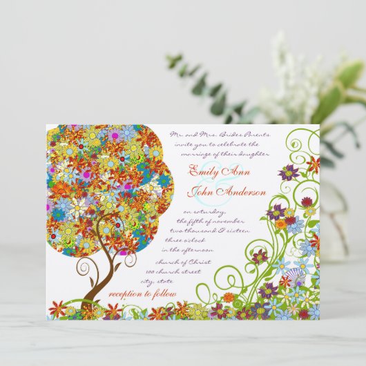 Bosbouwpatchwork Floral Fairy Tale Tree Kaart (Staand voorkant)