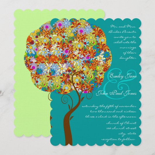 Bosbouwpatchwork Floral Fairy Tale Tree Kaart (Voorkant / Achterkant)