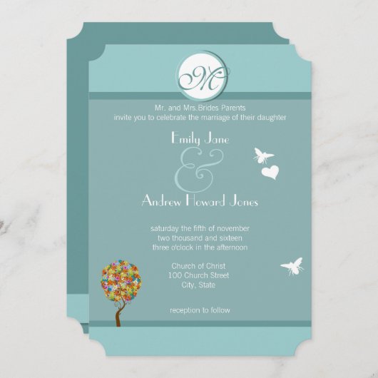 Bosbouwpatchwork Floral Fairy Tale Tree Kaart (Voorkant / Achterkant)