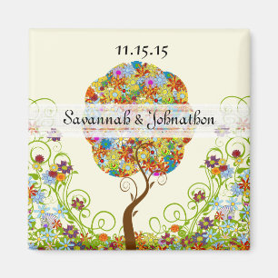 Bosbouwpatchwork Floral Fairy Tale Tree Magneet