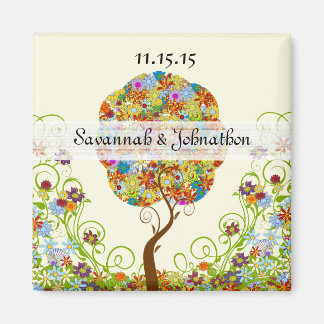 Bosbouwpatchwork Floral Fairy Tale Tree Magneet