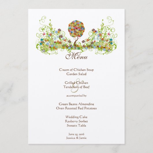Bosbouwpatchwork Floral Fairy Tale Tree Menu (Voorkant)