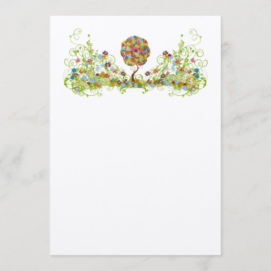 Bosbouwpatchwork Floral Fairy Tale Tree Menu (Achterkant)