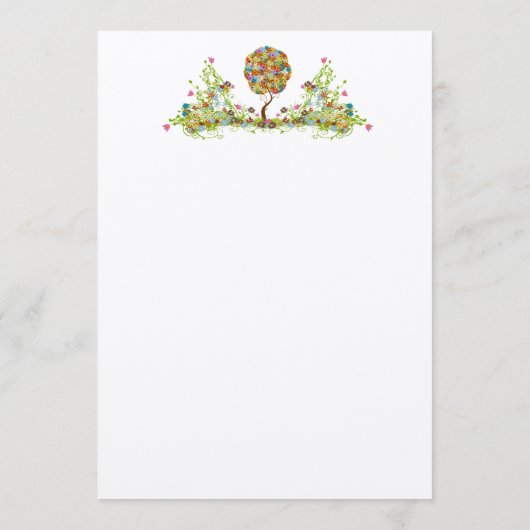 Bosbouwpatchwork Floral Fairy Tale Tree Menu (Achterkant)