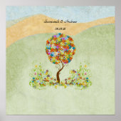 Bosbouwpatchwork Floral Fairy Tale Tree Poster (Voorkant)