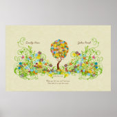 Bosbouwpatchwork Floral Fairy Tale Tree Poster (Voorkant)
