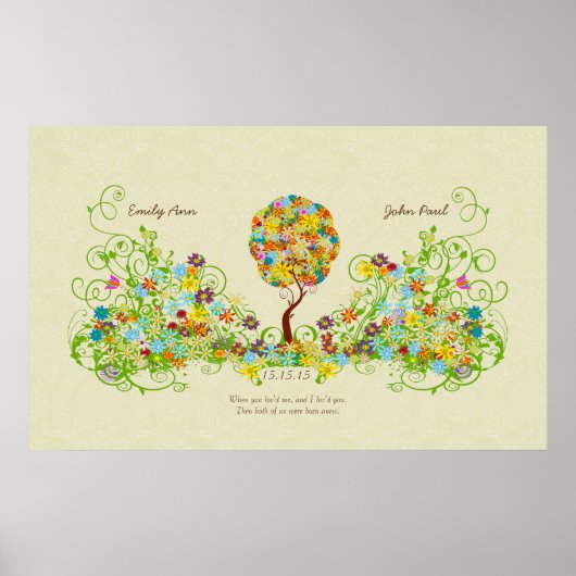 Bosbouwpatchwork Floral Fairy Tale Tree Poster (Voorkant)