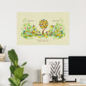 Bosbouwpatchwork Floral Fairy Tale Tree Poster (Thuiskantoor)