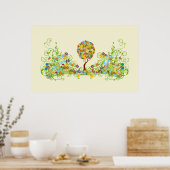 Bosbouwpatchwork Floral Fairy Tale Tree Poster (Keuken)