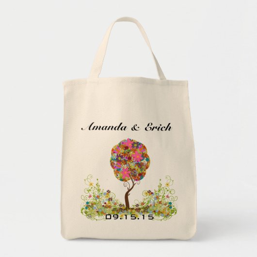 Bosbouwpatchwork Floral Fairy Tale Tree Tote Bag (Voorkant)