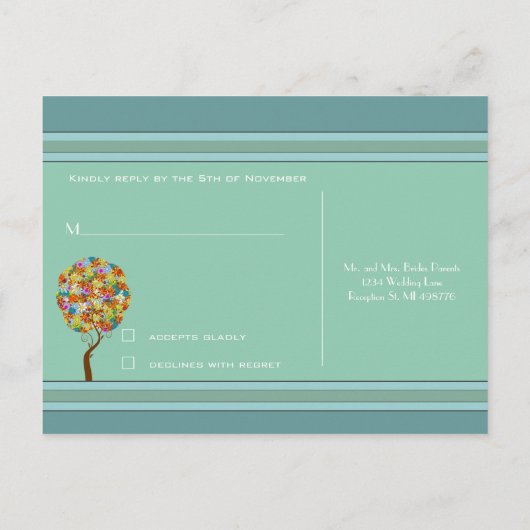 Bosbouwpatchwork Floral Fairy Tale Tree Uitnodiging Briefkaart (Achterkant)