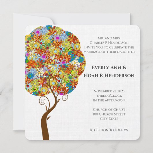 Bosbouwpatchwork Floral Fairytale boom Kaart (Voorkant)