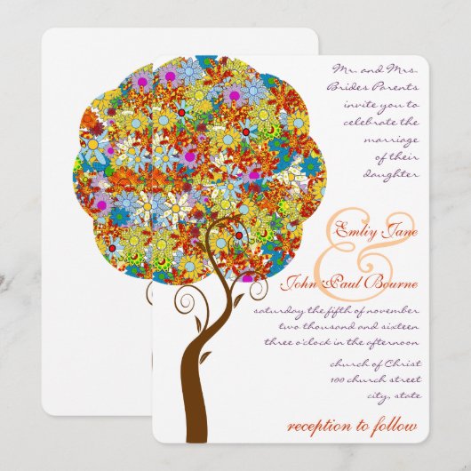 Bosbouwpatchwork Floral Fairytale boom Kaart (Voorkant / Achterkant)